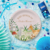 鹿のハリネズミの森の生き物たち女の子のベビーシャワー ペーパープレート (パーティー)