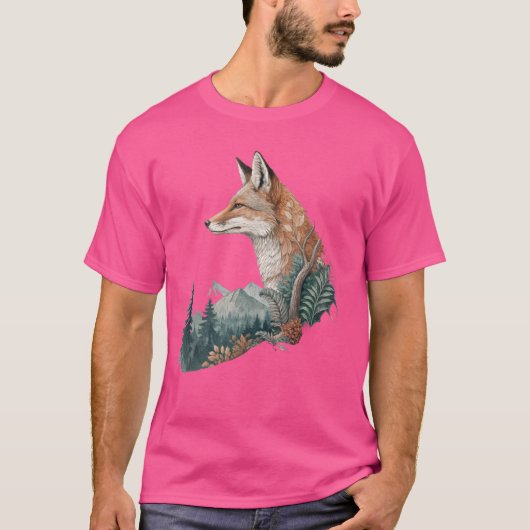 鹿のハーモニー - 幾何学的な野生生物と自然のTシャツ Tシャツ (正面)