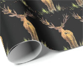 鹿のパターン水の色のクリ素朴スマス ラッピングペーパー (ロールコーナー)