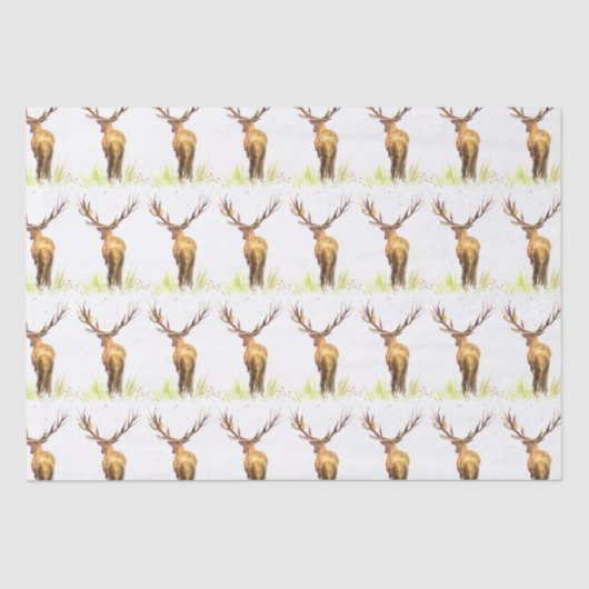 鹿のパターン水の色素朴クリスマスブラウン 薄葉紙 (正面)