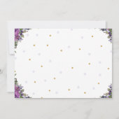 鹿のパープルの花の森の誕生日パーティーの写真 招待状 (裏面)