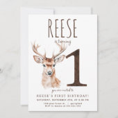 鹿のファーストバースデー招待状 招待状 (正面)