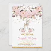 鹿のフローラドリームキャッチャーベビーシャワーボホーガール 招待状 (正面)