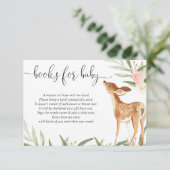 鹿のブックリクエスト女の子の赤ちゃんシャワーブックインサート エンクロージャーカード (スタンド正面)