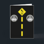 鹿のヘッドライトと道路標識 カップルコスチューム カード<br><div class="desc">鹿のヘッドライトと道路標識 カップルハロウィンコスチューム</div>