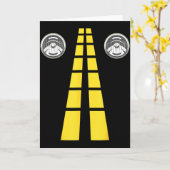 鹿のヘッドライトと道路標識 カップルコスチューム カード (黄色い花)