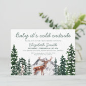 鹿のベビー外が寒い男の子の赤ちゃんシャワー 招待状 (スタンド正面)