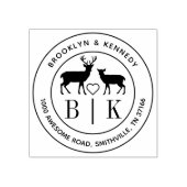 鹿のモノグラム ウェディング カップル名 返送先住所 ラバースタンプ (インプリント)