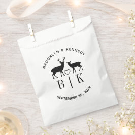 鹿のモノグラム ラスティックカントリーウェディング カップル名 フェイバーバッグ