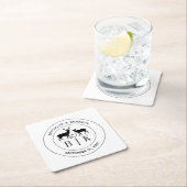 鹿のモノグラム　素朴なカントリーウェディングカップルの名前 スクエアペーパーコースター (インサイチュ)