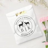鹿のモノグラム 素朴なカントリーウェディング カップル名 フェイバーバッグ (封をした状態)
