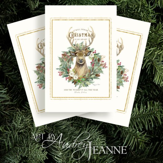 鹿のリース保クリスマスハートディケンデクページ 薄葉紙