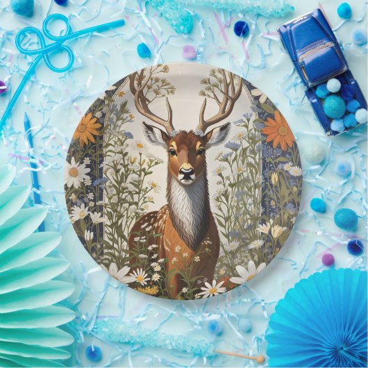 鹿の中にデイジー花 ペーパープレート (パーティー)