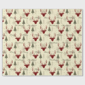 鹿の付いたクリスマスツリー ラッピングペーパー (フラット)