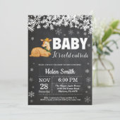 鹿の冬のベイビーシャワー 黒板招待状 招待状 (スタンド正面)