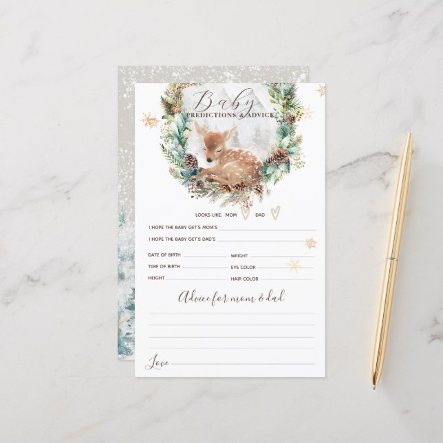 鹿の冬の森の寒さ屋外ベビシャワーゲーム (正面/裏面インサイチュ)