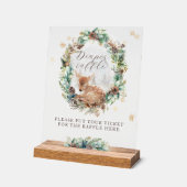 鹿の冬の森の赤ちゃんシャワーおむつラッフル アクリルサイン (傾斜)