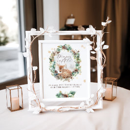 鹿の冬の森の赤ちゃんシャワーおむつラッフル ポスター