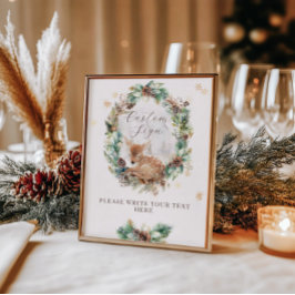 鹿の冬の森の赤ちゃんシャワーカスタムの看板 ポスター