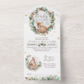 鹿の冬の森林コールド外の赤ちゃんシャワー オールインワン招待状 (内側)