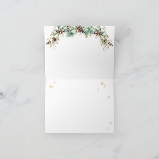 鹿の冬の森林コールド外の赤ちゃんシャワー サンキューカード (内部)