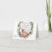 鹿の冬の森林コールド外の赤ちゃんシャワー サンキューカード (正面)