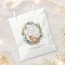 鹿の冬の森林コールド外の赤ちゃんシャワー フェイバーバッグ