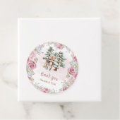 鹿の冬の赤ちゃん女の子シャワーピンクありがとう フェイバータグ (インサイチュ)