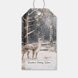 鹿の冬の雪のクリスマスギフトタグ ギフトタグ