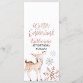 鹿の冬の雪片ONEderland誕生日メニュー メニュー (裏面)