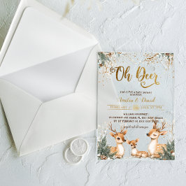鹿の冬ワンダーランド赤ちゃんシャワー アクリル招待状