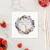 鹿の冬素朴のフローラ赤ちゃんシャワー スタンダードカクテルナプキン (インサイチュ)