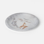 鹿の冬素朴のフローラ赤ちゃんシャワー ペーパープレート (アングル)