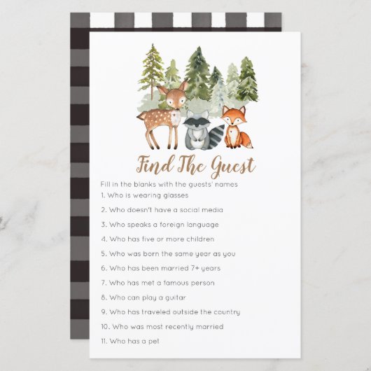 鹿の動物の冒険ウッドランドのゲストゲームを見つける (正面/裏面)