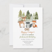 鹿の動物の冒険キャンパーの誕生日の招待 招待状 (正面)