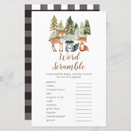 鹿の動物の冒険キャンパーワードスクランブル (正面/裏面)