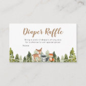 鹿の動物の冒険ベビーシャワーおむつラッフル エンクロージャーカード (正面)