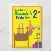 鹿の動物の子供の誕生日パーティーの招待状 招待状 (正面)
