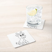 鹿の動物の子鹿ベビー若い動物かわいい葉書P スクエアペーパーコースター (インサイチュ)