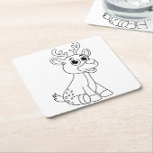 鹿の動物の子鹿ベビー若い動物かわいい葉書P スクエアペーパーコースター (アングル)