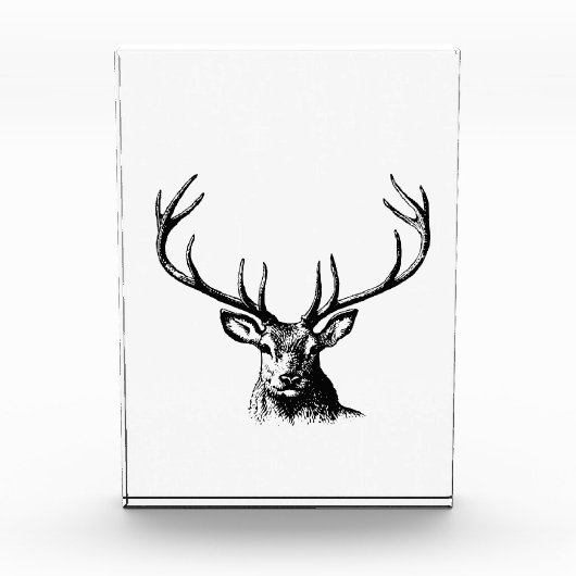 鹿の動物〔雄ジカの〕枝角自然野生動物の角ヘッドポス フォトブロック (正面)