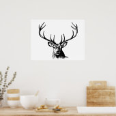 鹿の動物〔雄ジカの〕枝角自然野生動物の角ヘッドポス ポスター (キッチン)