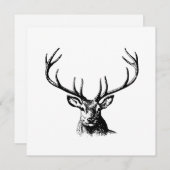 鹿の動物〔雄ジカの〕枝角自然野生動物の角ヘッドポス 招待状 (正面/裏面)