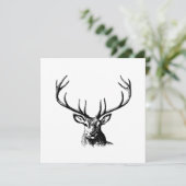 鹿の動物〔雄ジカの〕枝角自然野生動物の角ヘッドポス 招待状 (スタンド正面)