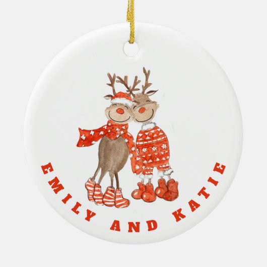 鹿の友だちの名前にかわいい応援 セラミックオーナメント (裏面)