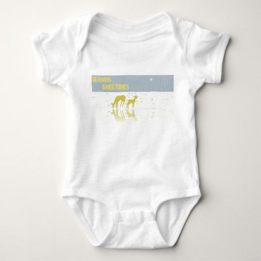 鹿の反射星 ベビーボディスーツ (正面)