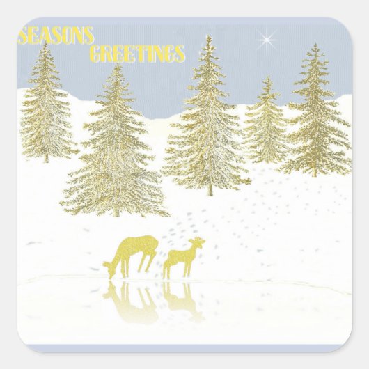 鹿の反射 スクエアシール (正面)