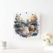 鹿の壁時計 スクエア壁時計 (ホーム)