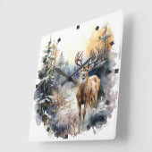 鹿の壁時計 スクエア壁時計 (傾斜)