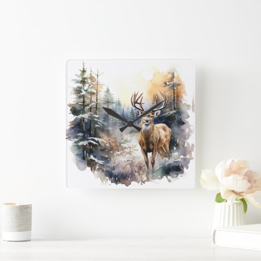 鹿の壁時計 スクエア壁時計 (ホーム)
